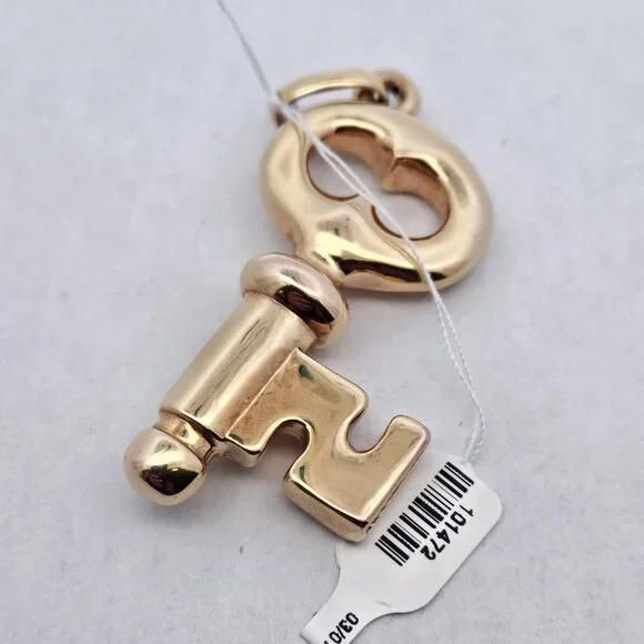 18K Yellow Gold Hollow Large Key Pendant 2.75x1.5 Inches 8-10mm Thick